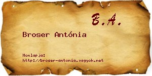 Broser Antónia névjegykártya